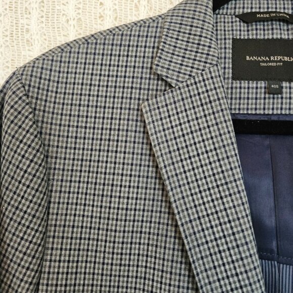 Banana Republic Black and White Sport Coat with Notched Lapel Size 40S - Picture 5 of 6